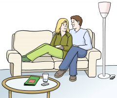 Zeichnung von einem glücklichen Paar auf der Couch